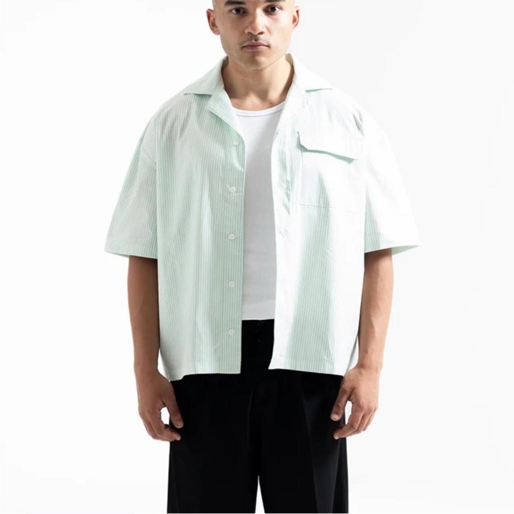 Men's Light Green Striped Shirt - JONNY BURNS